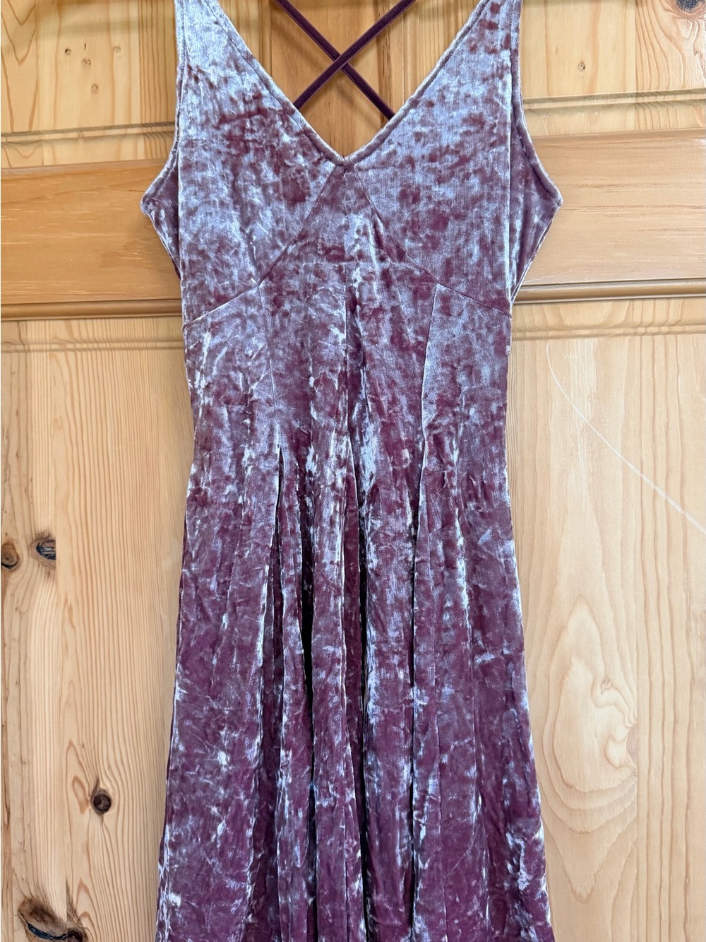 American Eagle Outfitters Mauve Velvet Mini Dress with Crisscross Back